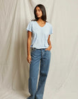 Perfectwhitetee Hendrix Cotton Boxy V Neck Tee Sky Blue