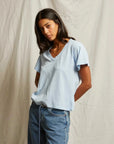 Perfectwhitetee Hendrix Cotton Boxy V Neck Tee Sky Blue