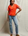 Perfectwhitetee Hendrix Cotton Boxy V Neck Tee Tomato