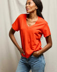 Perfectwhitetee Hendrix Cotton Boxy V Neck Tee Tomato