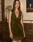 Rowie Annie Silk Mini Dress Olive