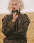 Spell Fontaine Leather Bomber Jacket Vintage Brown