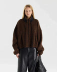 Bassike Boiled Wool Zip Chocolate Brown