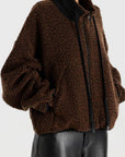 Bassike Boiled Wool Zip Chocolate Brown