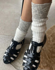 Le Bon Shoppe Cottage Socks White Linen And Grey