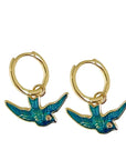Gold Sister Blue Bird Earrings