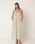 Indi and Cold Strappy Gingham Dress Beige