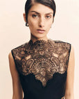 Shona Joy Lace High Neck Maxi Dress Black