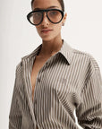 Elka Collective Emry Stripe Shirt Taupe Stripe