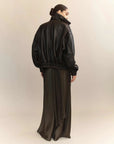 Courtney Zheng Hektor Leather Bomber Mottled Brown Black