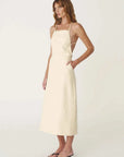 Rowie Lucia Linen Midi Dress Butter Creme