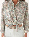 Maison Hotel Ramona Blouse Purple Paradise Hawaiian Blue
