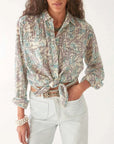 Maison Hotel Ramona Blouse Purple Paradise Hawaiian Blue