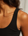 Perfectwhitetee Mia Fine Varigated Rib Tank Black