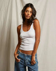 Perfectwhitetee Mia Fine Varigated Rib Tank White