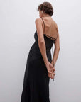 Shona Joy Moraya Plunged Godet Maxi Dress Black
