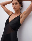 Shona Joy Moraya Plunged Godet Maxi Dress Black