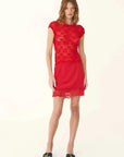 Rowie Marina Silk Mini Skirt Flame Red