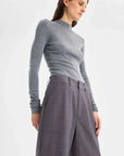Morrison Talia Long Sleeve Merino Knit Top Grey Marle