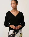 Once Was Clarissa Merino Wool reversible Knit Top Black