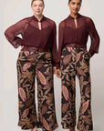 Once Was Simona Sheer Viscose Gold Detail Blouse Bordeaux