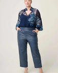 Once Was Colette Placement Print Shirred Collar Blouse Moonlit Batik