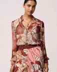 Once Was Freya Sheer Blouse Embellished Neck Cathedral Botanic
