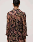 Once Was Freya Sheer Viscose Blouse with Embellished Neck Dark Tropique