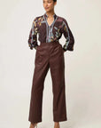 Once Was Joan Leather Straight Leg Pant Oxblood