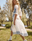 Once Was Gabriette Placement Embroidered Cotton Slub Dress