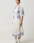 Once Was Gabriette Placement Embroidered Cotton Slub Dress