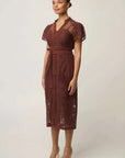 Once Was Solene Cotton Blend Lace Dress Rosewood