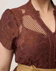 Once Was Solene Cotton Blend Lace Dress Rosewood