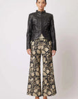 Harmony Curved Hem Leather Jacket Black