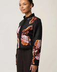 Once Was Delray Reversible Linen Viscose Jacket in Sunset Orchid Noir Orchid