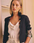 Once Was Delray Reversible Linen Viscose Jacket in Sunset Orchid Noir Orchid
