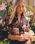 Once Was Delray Reversible Linen Viscose Jacket in Sunset Orchid Noir Orchid