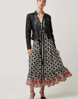 Once Was Blaire Leather Herringbone Stitch Jacket Black