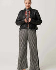 Once Was Blaire Leather Herringbone Stitch Jacket Black