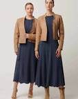 Once Was Blaire Leather Herringbone Stitch Jacket Wheat