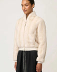 Once Was Chrysta Faux Fur Rib Detail Bomber