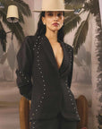 Once Was Marcela Pearl Embellished Blazer Black