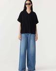 Bassike Boxy V Neck Short Sleeve T.Shirt Black
