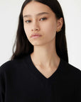 Bassike Boxy V Neck Short Sleeve T.Shirt Black