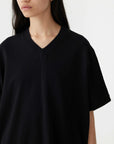 Bassike Boxy V Neck Short Sleeve T.Shirt Black