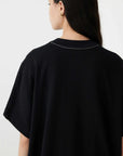 Bassike Boxy V Neck Short Sleeve T.Shirt Black