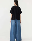 Bassike Boxy V Neck Short Sleeve T.Shirt Black