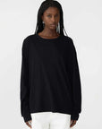Bassike Boyfriend Htg Long Sleeve T Shirt Black