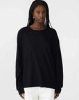 Bassike Boyfriend Htg Long Sleeve T Shirt Black