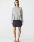 Bassike Slouch Superfine Long Sleeve T Shirt Grey Marl